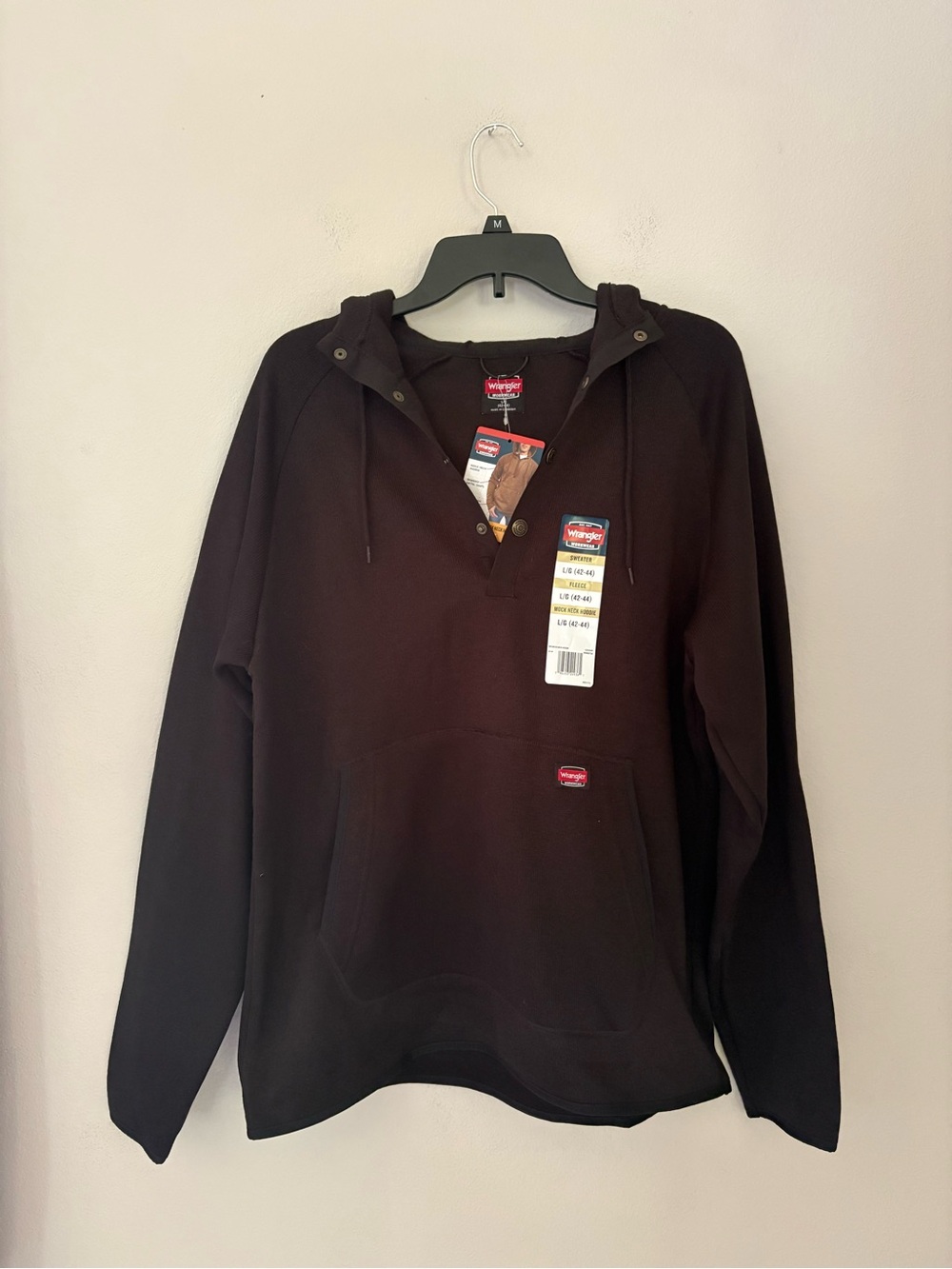 NWT Wrangler Men’s Sweater Fleece Mock Neck Hoodie L Workwear Gorpcore